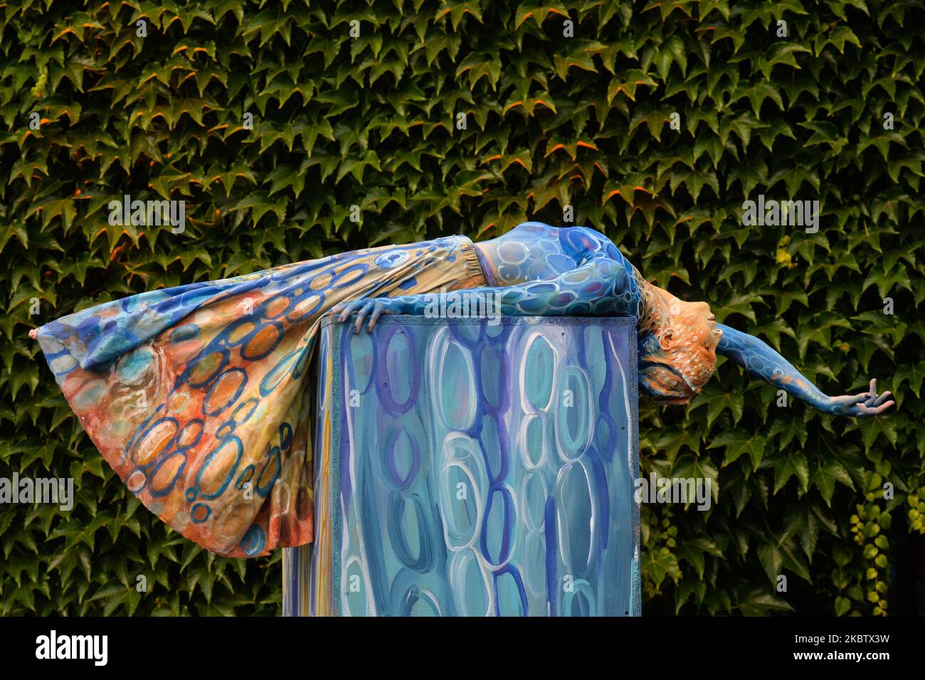 A scene from a bodypainting multimedia dance performance, a part of