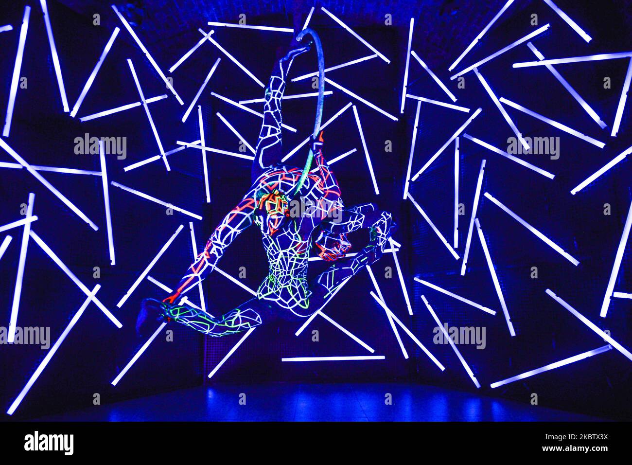 A scene from a multimedia dance show, a part of Body Art show