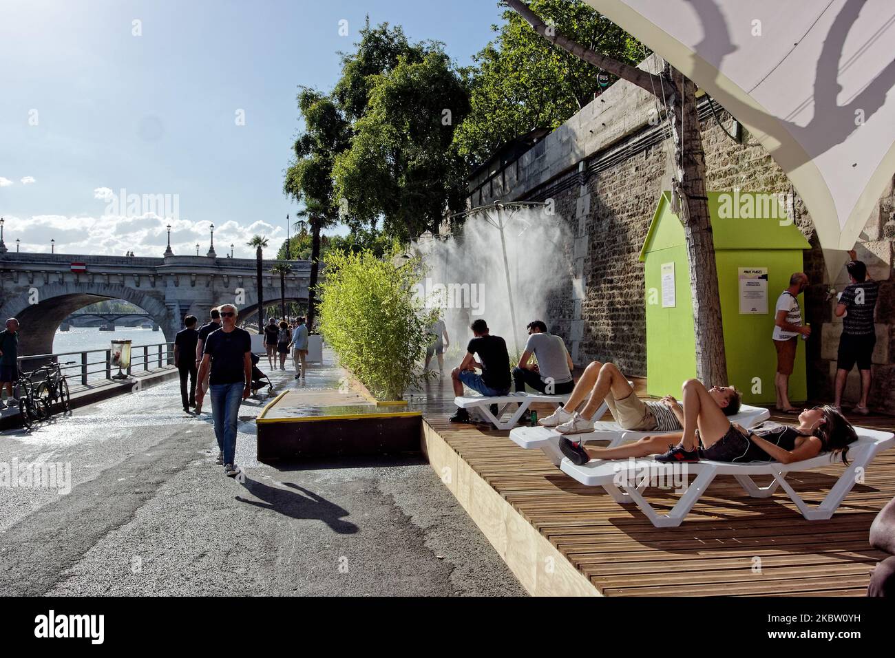 Opening of the event ''Paris-Plages'' with activities of leisure on the banks of the river ''La Seine''. This summer event from july 18 to august 30 is organized by the city of Paris, France, on July 19, 2020. (Photo by Daniel Pier/NurPhoto) Stock Photo