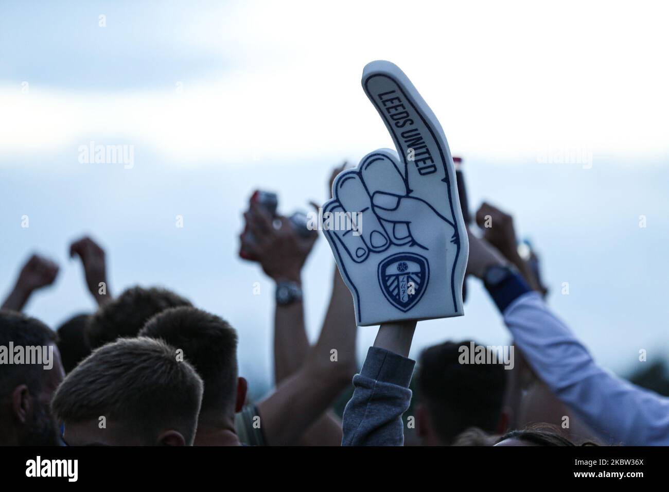 Leeds United''s players and fans celebrate winning the EFL Championship and getting promoted to