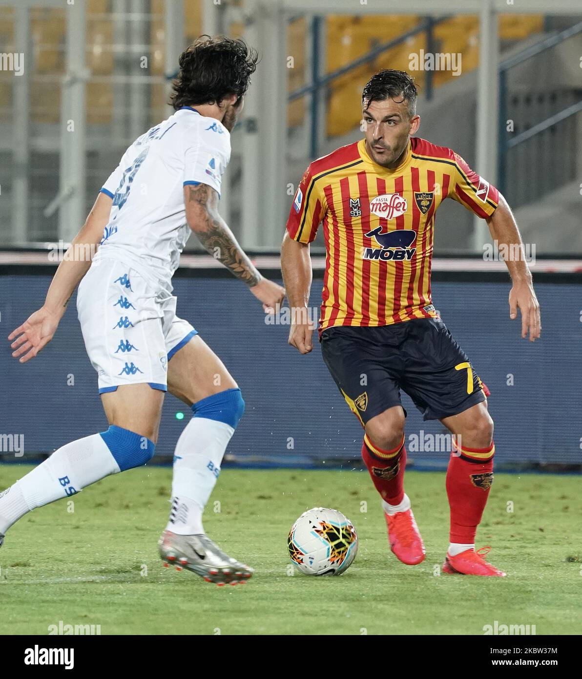 Giulio Donati of US Lecce during the Serie A match between US Lecce and Brescia FC on July 22, 2020 stadium 'via del Mare' in Lecce, Italy (Photo by Gabriele Maricchiolo/NurPhoto) Stock Photo