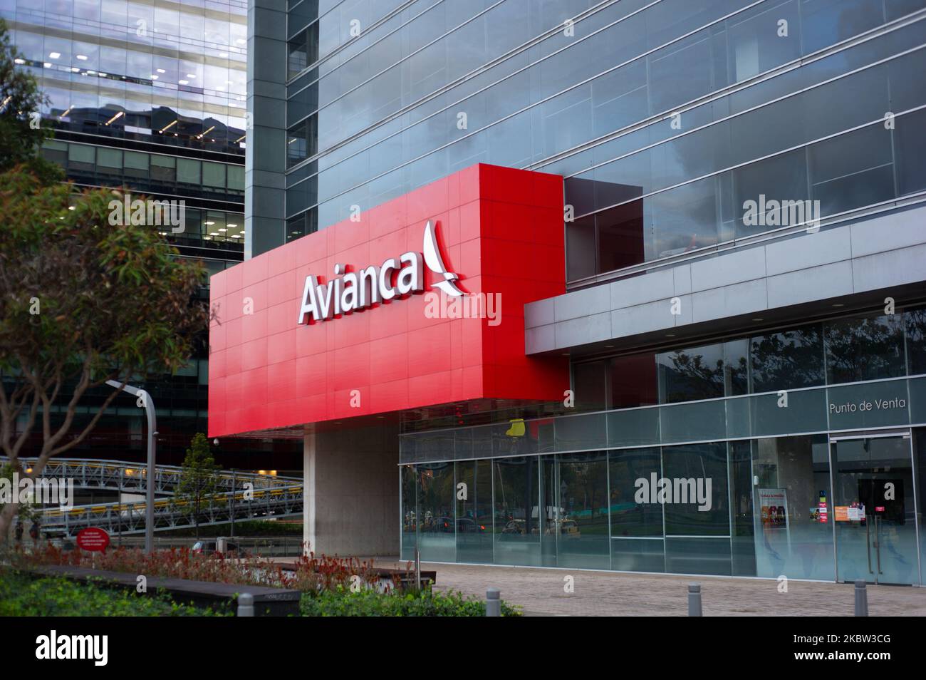 The Avianca airliner headquarter building in Bogota Colombia during the sectoirzed lockdowns amid the novel Coronavirus pandemic in Bogota, Colombia, on July 22, 2020. Avianca first filed bankruptsy on may after the coronavirus pandemic grounded national and international flights in Colombia. (Photo by Sebastian Barros/NurPhoto) Stock Photo