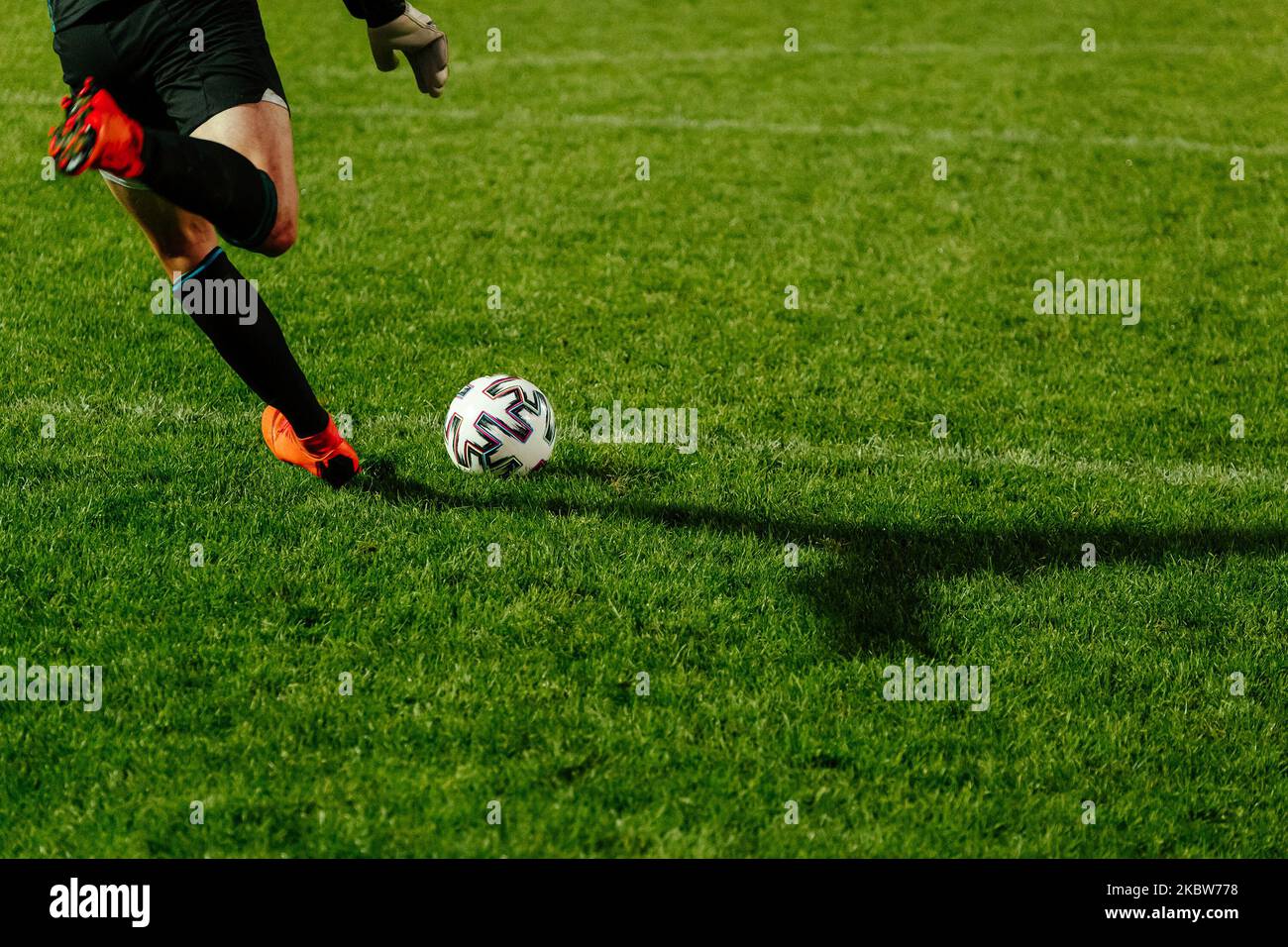 goalkeeper goal kick during football match Stock Photo Alamy