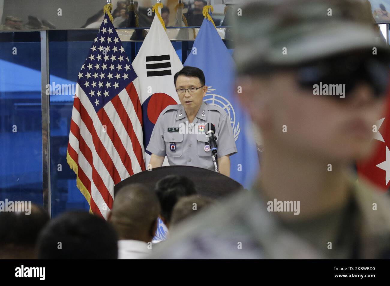 July 27, 2016-Paju, South Korea-UNC Chief of Military Armistice Cho Young Jin attend with speech the commemorate the 63rd Anniversary of the Korean War Armistice Agreement at Punmunjom in south of DMZ, South Korea. (Photo by Seung-il Ryu/NurPhoto) Stock Photo