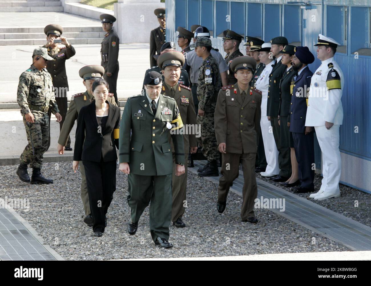 Sep 30,2009-Paju, South Korea-UNC Officer and North Korean soldiers ...
