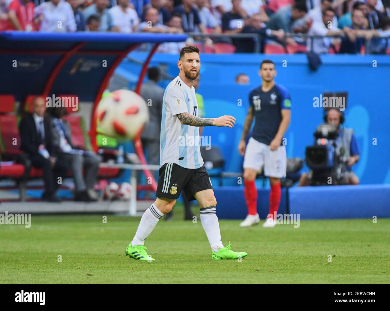 Lionel Messi of Argentina during the FIFA World Cup match France versus Argentina at Kazan Arena, Kazan, Russia on June 30, 2018. (Photo by Ulrik Pedersen/NurPhoto) Stock Photo