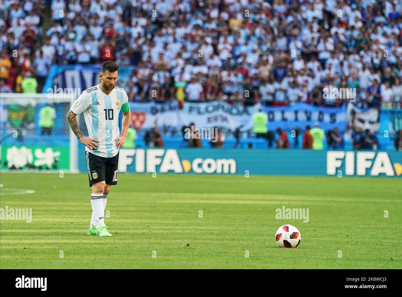 Lionel Messi of Argentina during the FIFA World Cup match France versus Argentina at Kazan Arena, Kazan, Russia on June 30, 2018. (Photo by Ulrik Pedersen/NurPhoto) Stock Photo