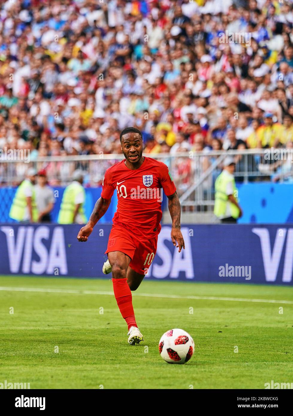 Raheem Sterling during the FIFA World Cup match England versus Sweden at Samara Arena, Samara, Russia on July 7, 2018. (Photo by Ulrik Pedersen/NurPhoto) Stock Photo
