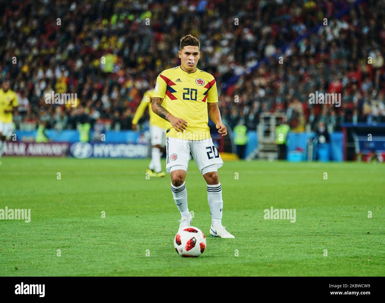 Juan Fernando Quintero during the FIFA World Cup match England versus Colombia at Spartak Stadium, Moscow, Russia on July 3, 2018. (Photo by Ulrik Pedersen/NurPhoto) Stock Photo