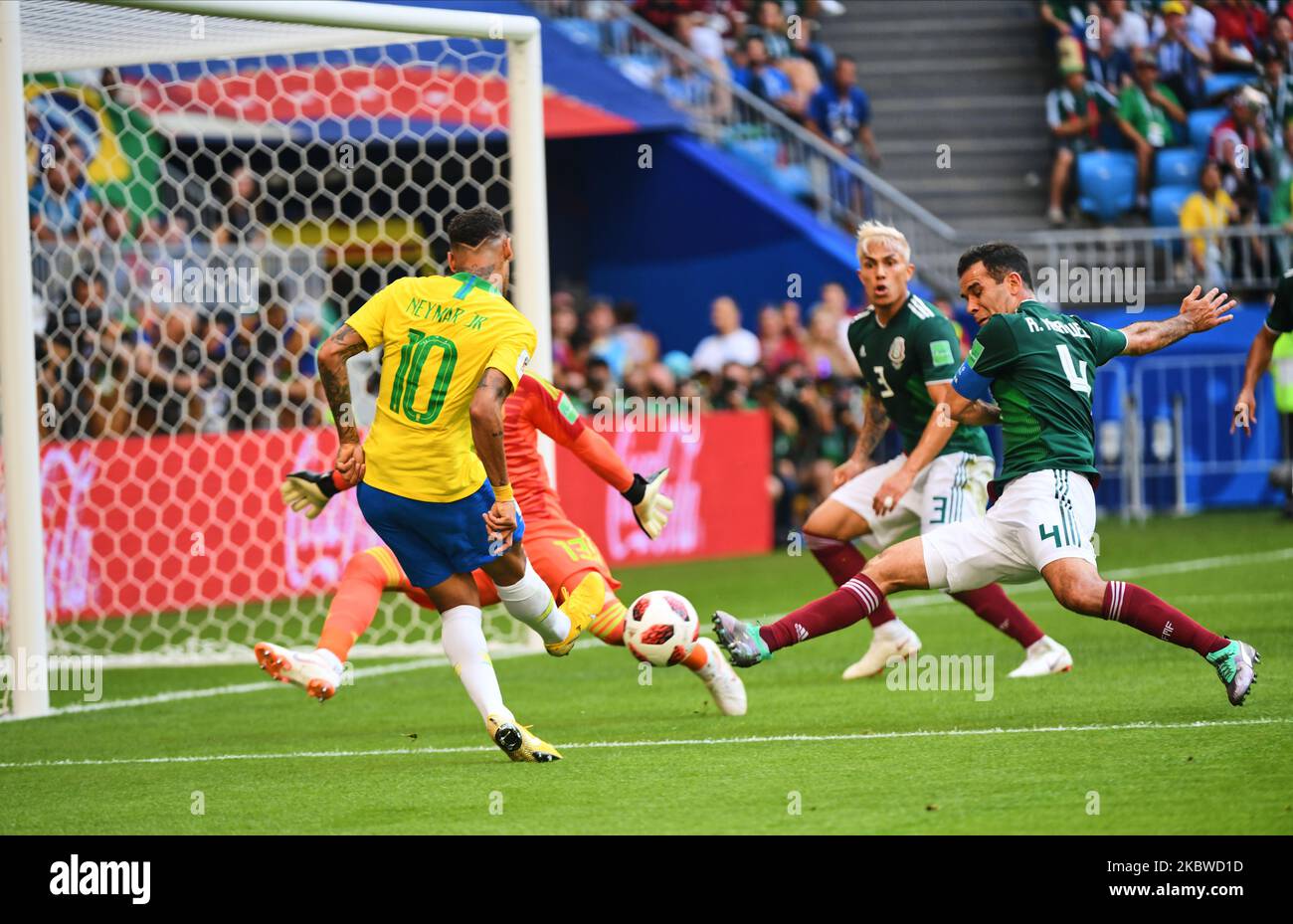 Big chance for Neymar of Brazil during the FIFA World Cup match Brazil ...