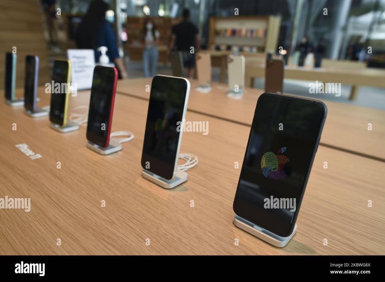 A new iPhones in the new Apple store at the shopping complex "Central