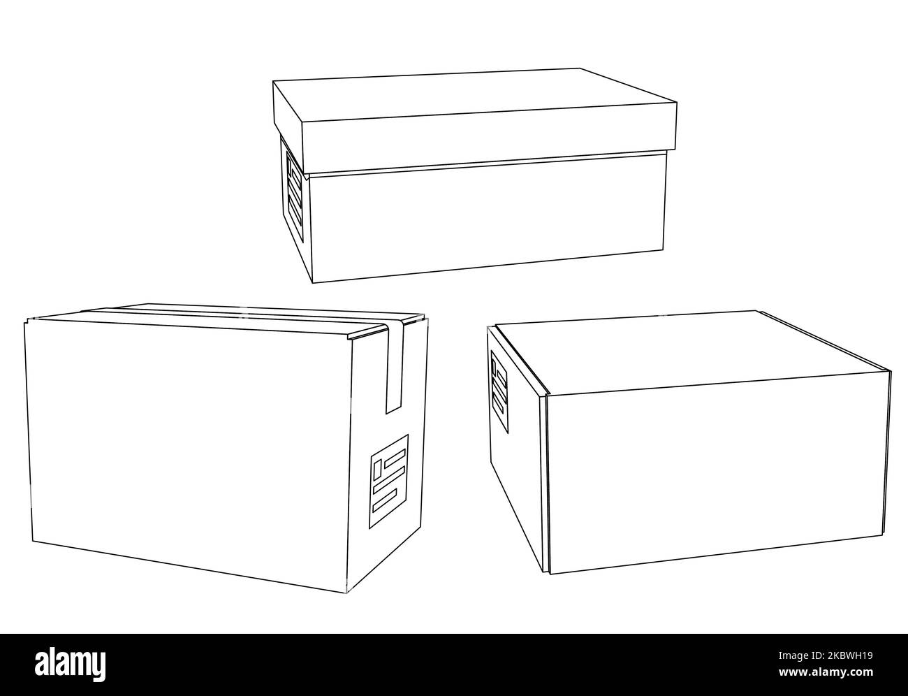 Cardboard boxes set for delivery and storage. Isolated carton crates