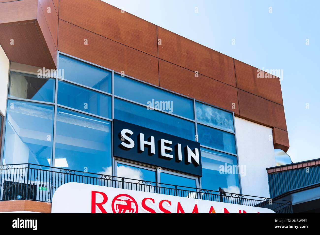 Prizren, Kosovo - July 2022: SHEIN store sign logo. Shein is a Chinese online fast fashion retailer. Stock Photo