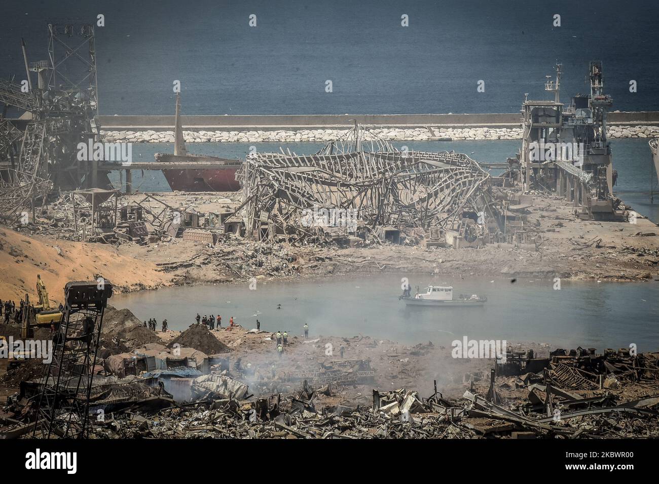 A destroyed port the day after a massive explosion at the port on ...