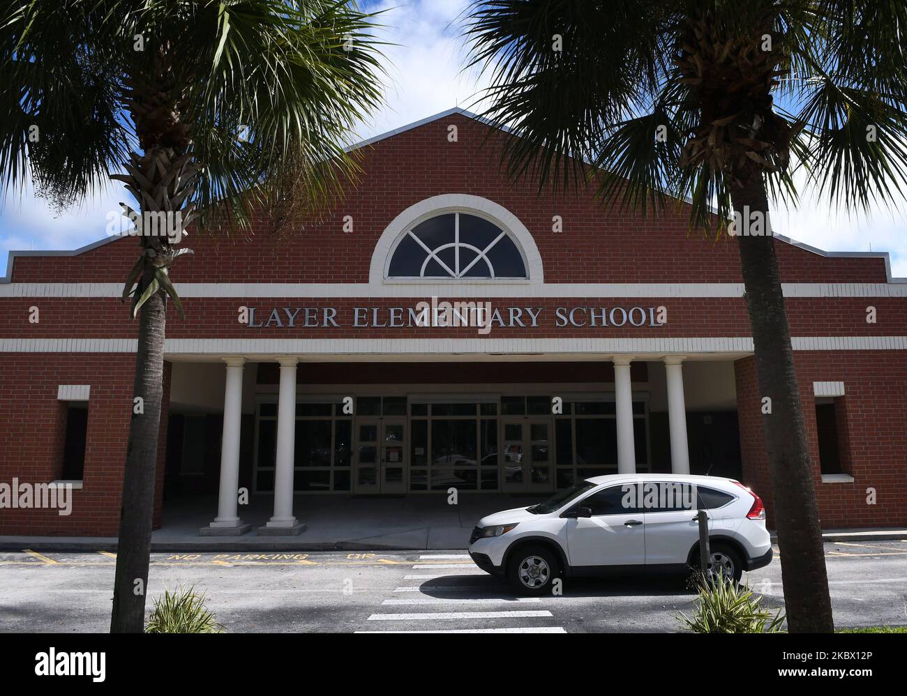 The entrance to Layer Elementary School is seen a week before classes