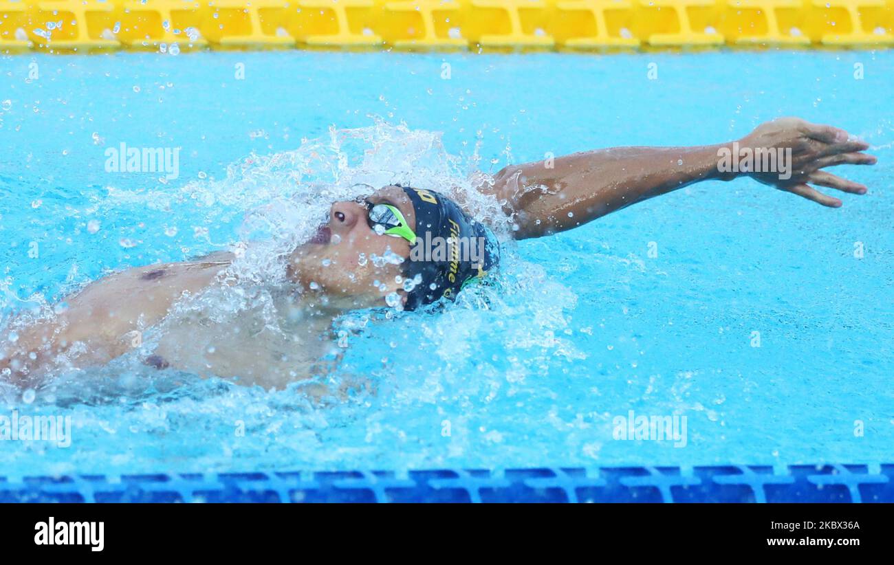 Thomas Ceccon (ITA) competes in men's 100m backstroke during the international swimming trophy Frecciarossa Settecolli in Rome, Italy on August 12, 2020 (Photo by Matteo Ciambelli/NurPhoto) Stock Photo