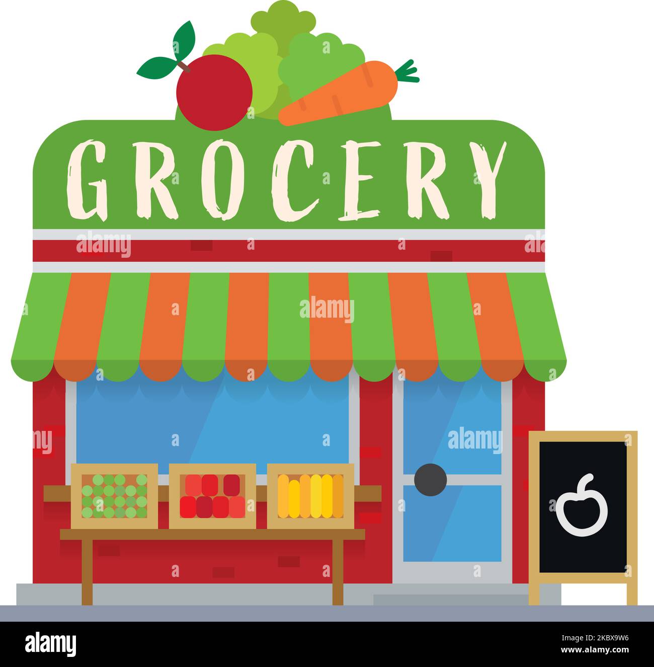 Isolated flat design groceries store building vector illustration Stock Vector