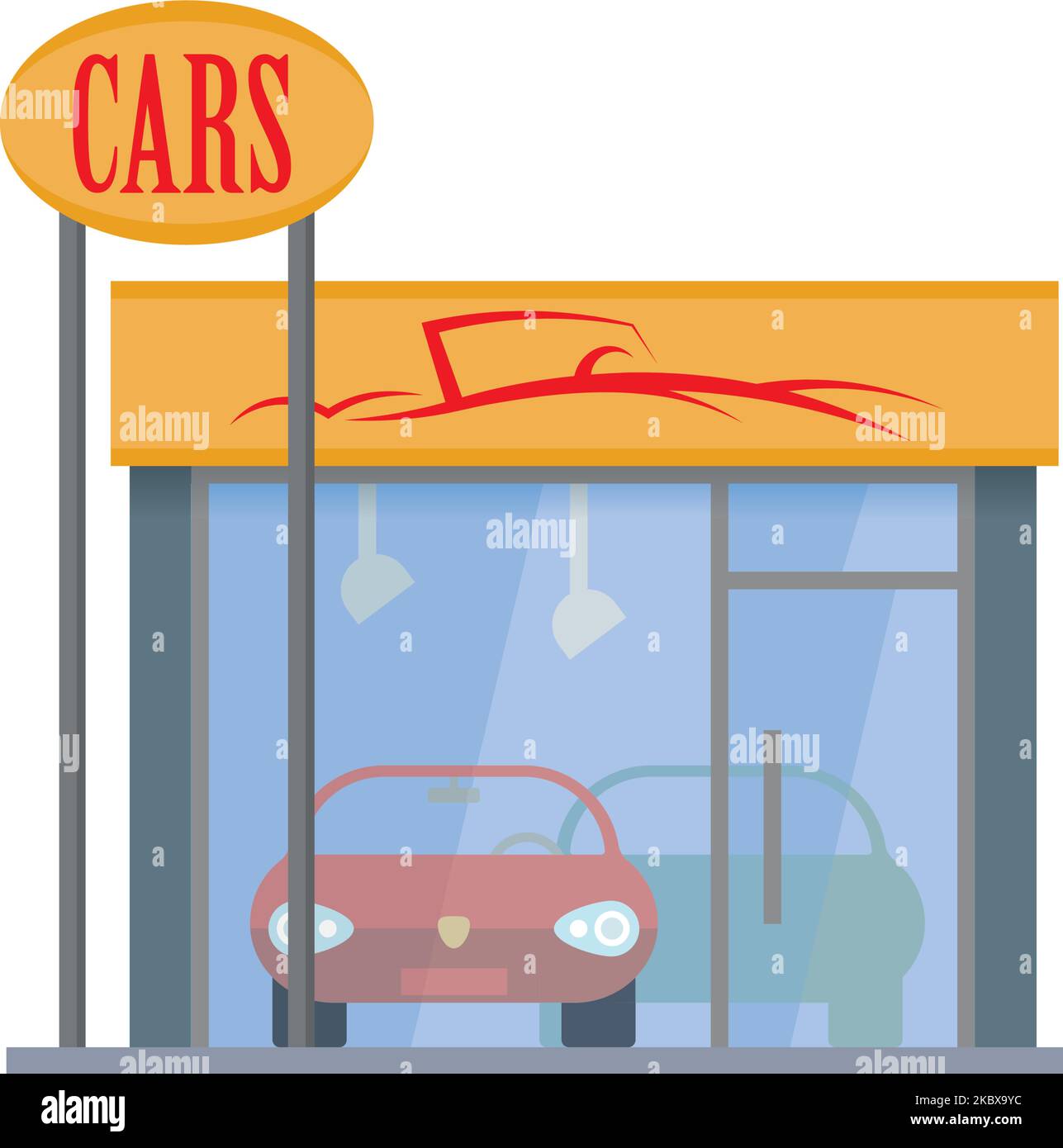 Isolated flat design car dealership building vector illustration Stock Vector