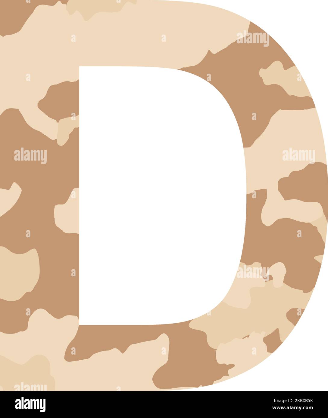 English alphabet letter D, khaki style isolated on white background ...