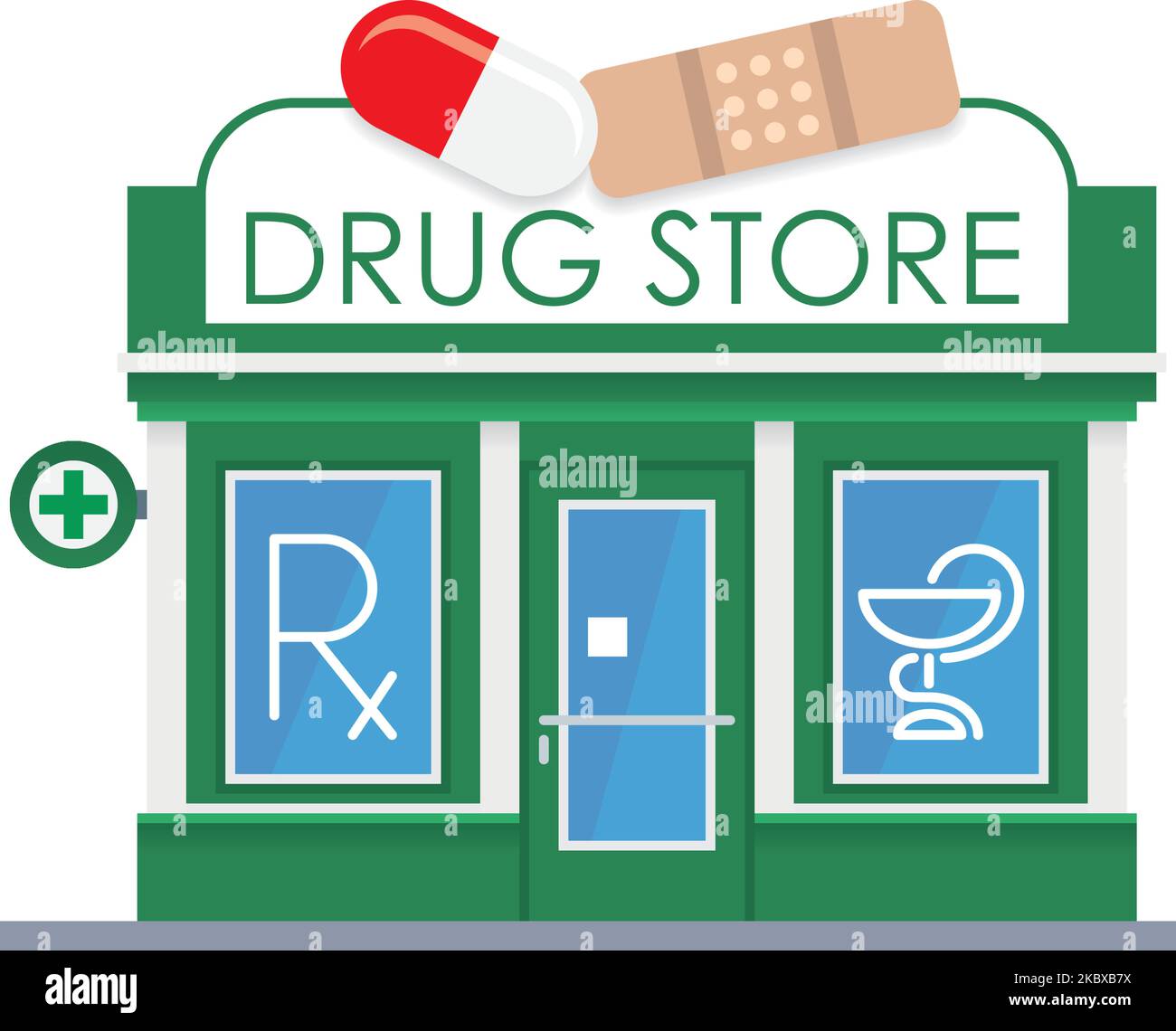 Isolated flat design drug store building vector illustration Stock Vector