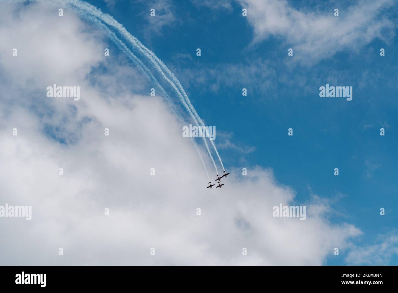 A pilotage of spatial maneuvering of aircraft in the sky Stock Photo