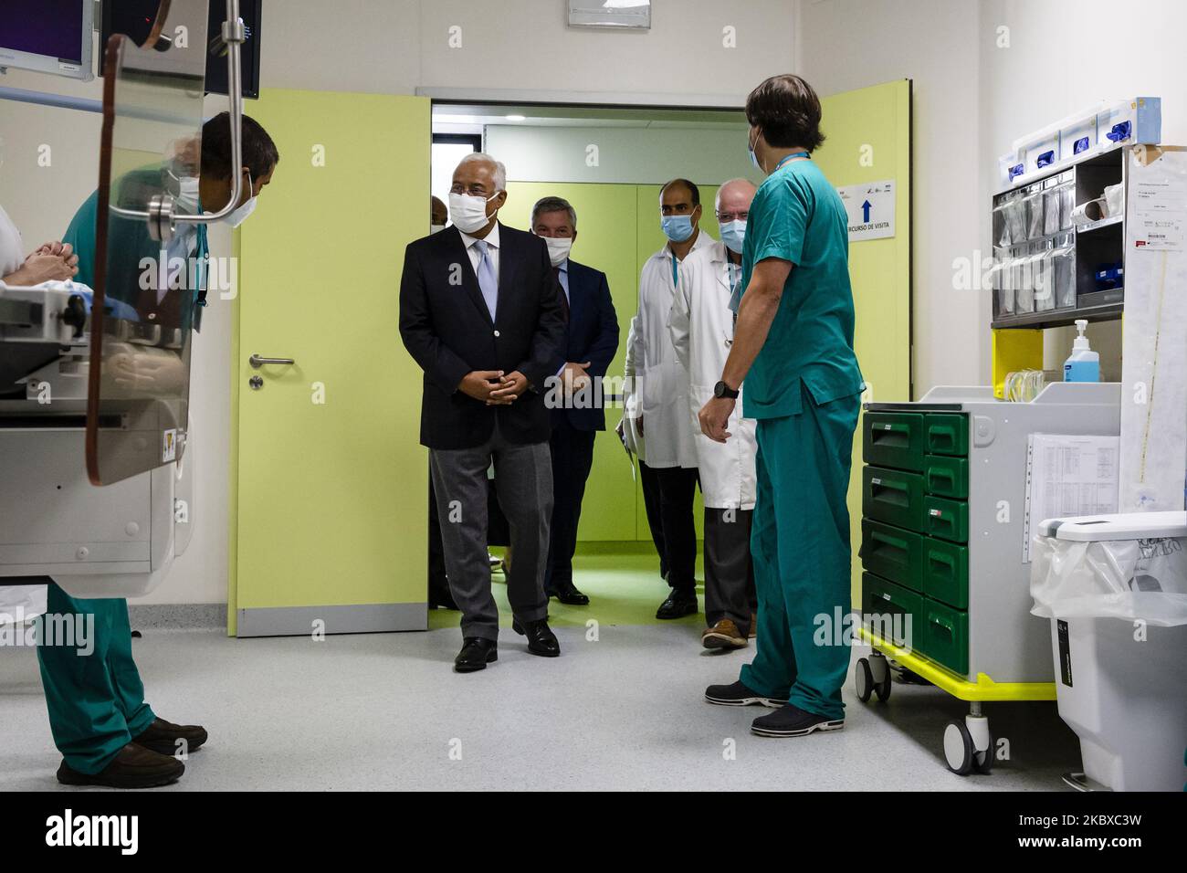 Antonio Costa,Eduardo Rodrigues visits the Eduardo Santos Silva Hospital, in Vila Nova de Gaia, Portugal, on June 20, 2020. (Photo by Rita Franca/NurPhoto) Stock Photo