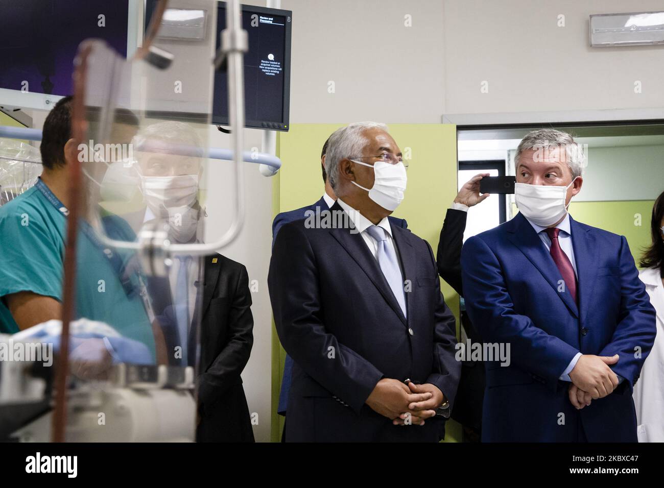 Antonio Costa,Eduardo Rodrigues visits the Eduardo Santos Silva Hospital, in Vila Nova de Gaia, Portugal, on June 20, 2020. (Photo by Rita Franca/NurPhoto) Stock Photo