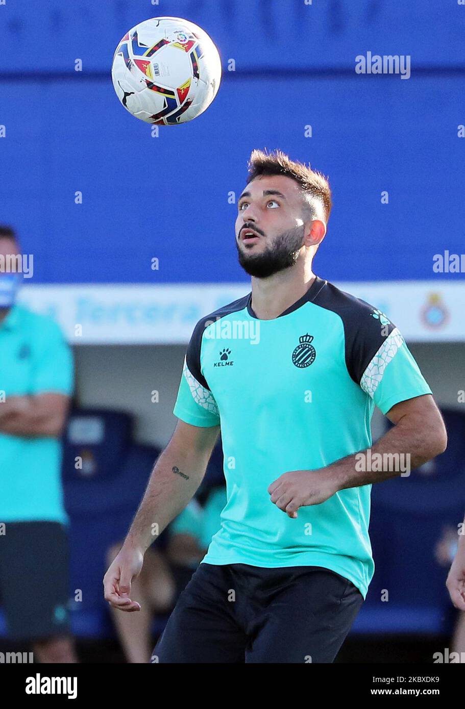 Matias Vargas during the friendy match between RCD Espanyol and SD Huesca, played at the Dani Jarque Sports City, on 22th August 2020, in Barcelona, Spain. (Photo by Joan Valls/Urbanandsport /NurPhoto) Stock Photo