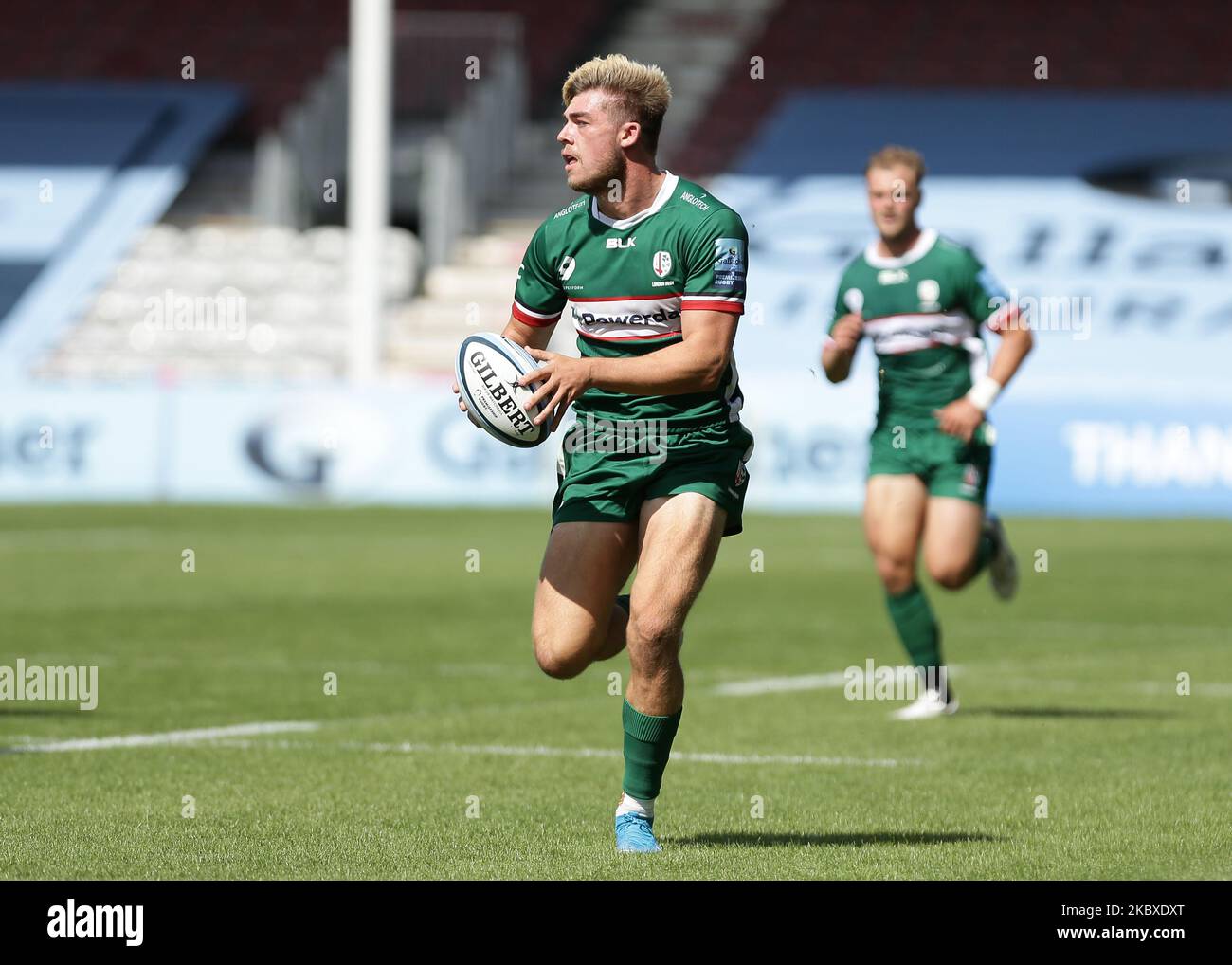 Ollie Hassell Collins of London Irish in action during the Gallagher Premiership match between London Irish and Northampton Saints at the Stoop, Twickenham, Lonodn, England, on August 22, 2020. (Photo by Jacques Feeney/MI News/NurPhoto) Stock Photo