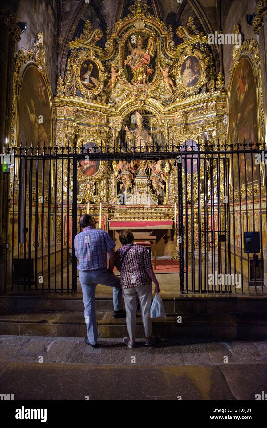 Altarpiece inside the cathedral of Girona (Catalonia, Spain) ESP: Retablo al interior de la catedral de Gerona (Cataluña, España) Stock Photo
