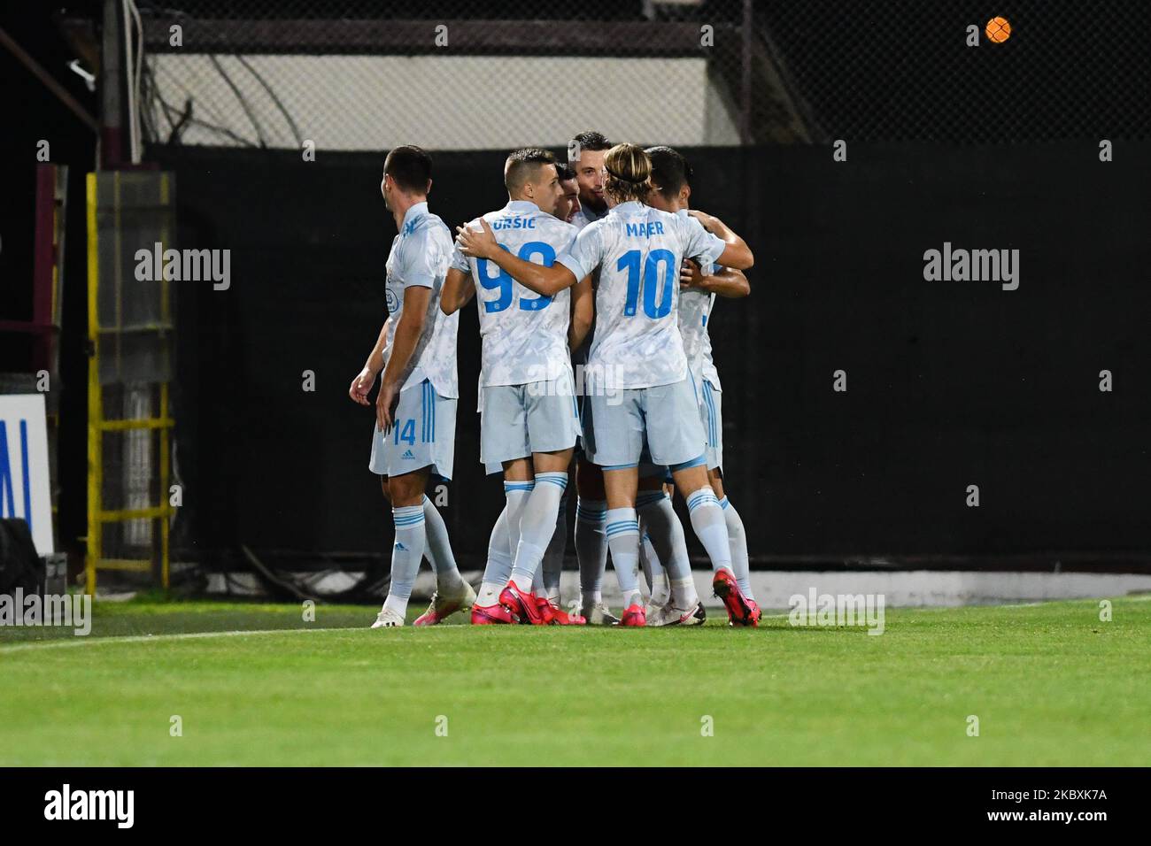 Amer Gojak of Ferencvarosi TC celebrates after scoring a goal with