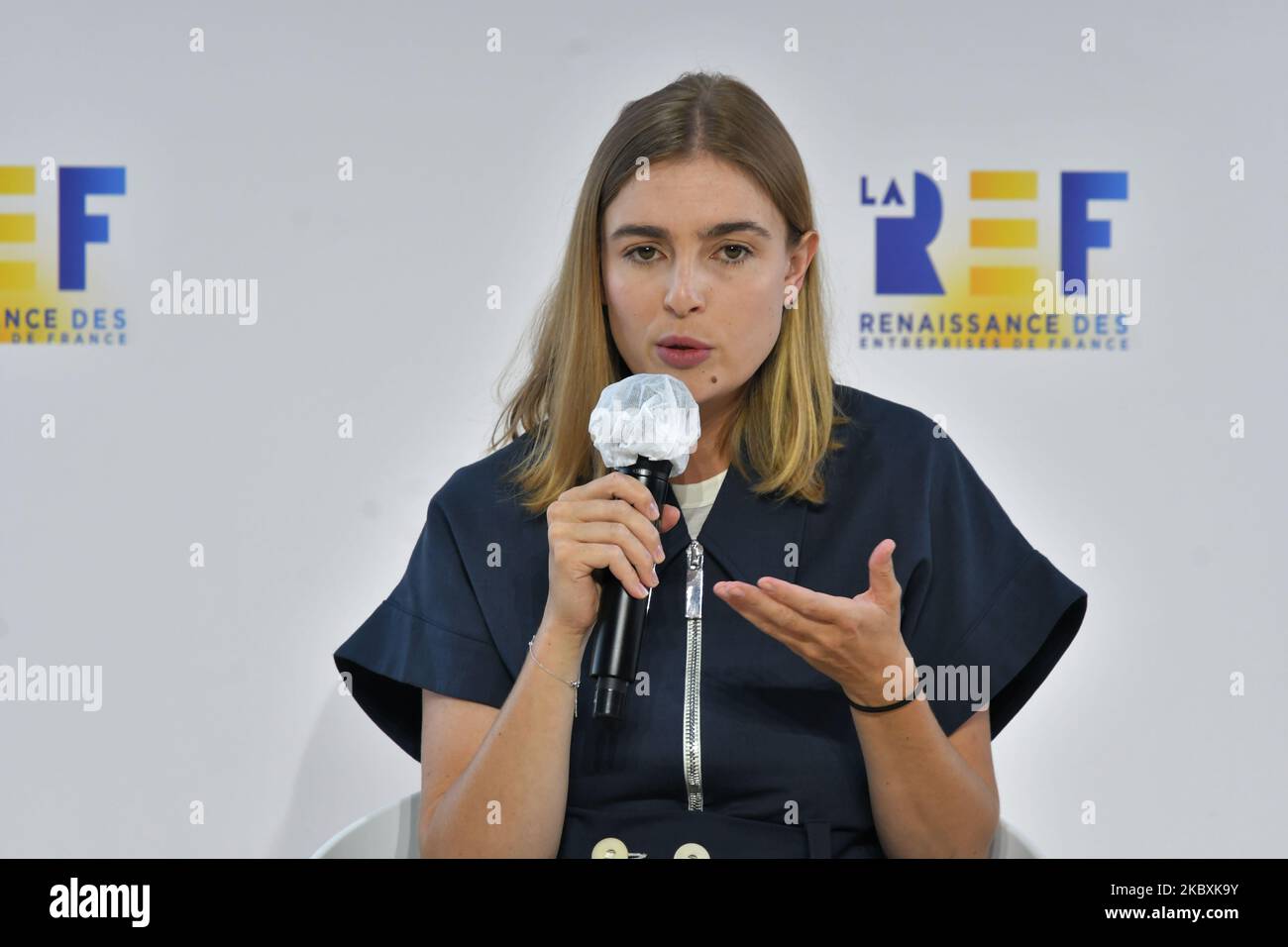 Fairly Made President Camille Le Gal attends at the meeting of French employers' association Medef themed 'The Renaissance of French Companies' on August 26, 2020, in Paris, France. (Photo by Daniel Pier/NurPhoto) Stock Photo