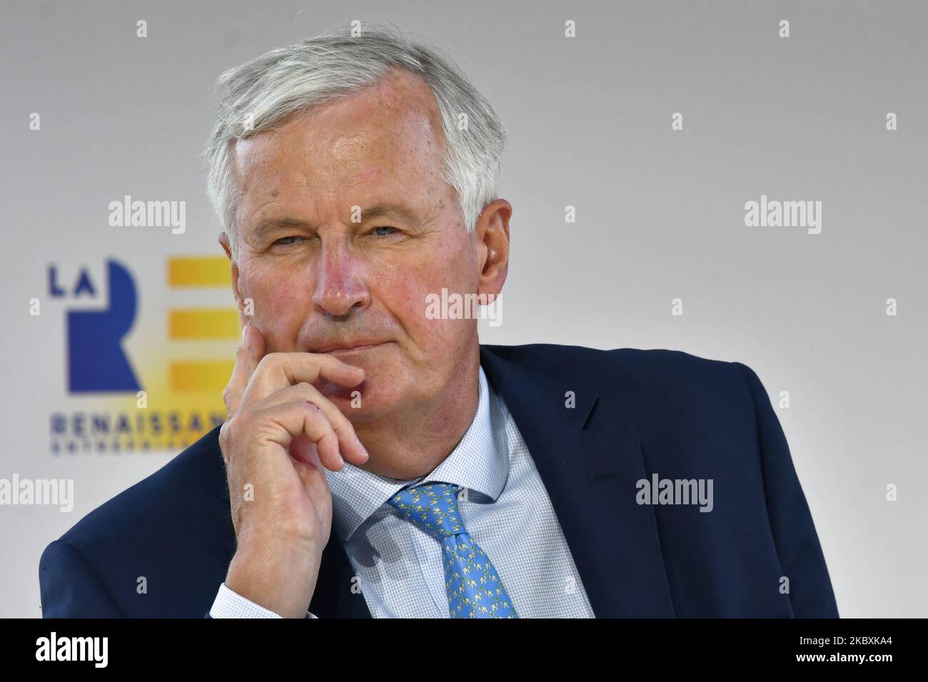 EU's Brexit negotiator Michel Barnier attends at the meeting of French employers' association Medef themed 'The Renaissance of French Companies' on August 26, 2020, in Paris, France. (Photo by Daniel Pier/NurPhoto) Stock Photo