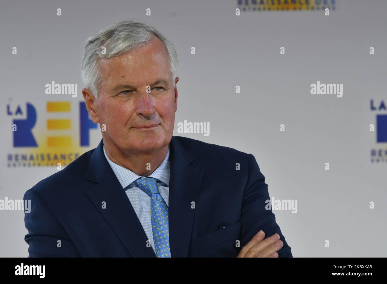 EU's Brexit negotiator Michel Barnier attends at the meeting of French employers' association Medef themed 'The Renaissance of French Companies' on August 26, 2020, in Paris, France. (Photo by Daniel Pier/NurPhoto) Stock Photo