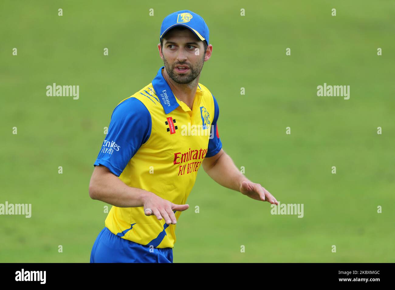 Mark Wood of Durham during the Vitality Blast T20 match between Durham County Cricket Club and Lancashire at Emirates Riverside, Chester le Street, United Kingdom, on August 27, 2020. (Photo by Mark Fletcher/MI News/NurPhoto) Stock Photo