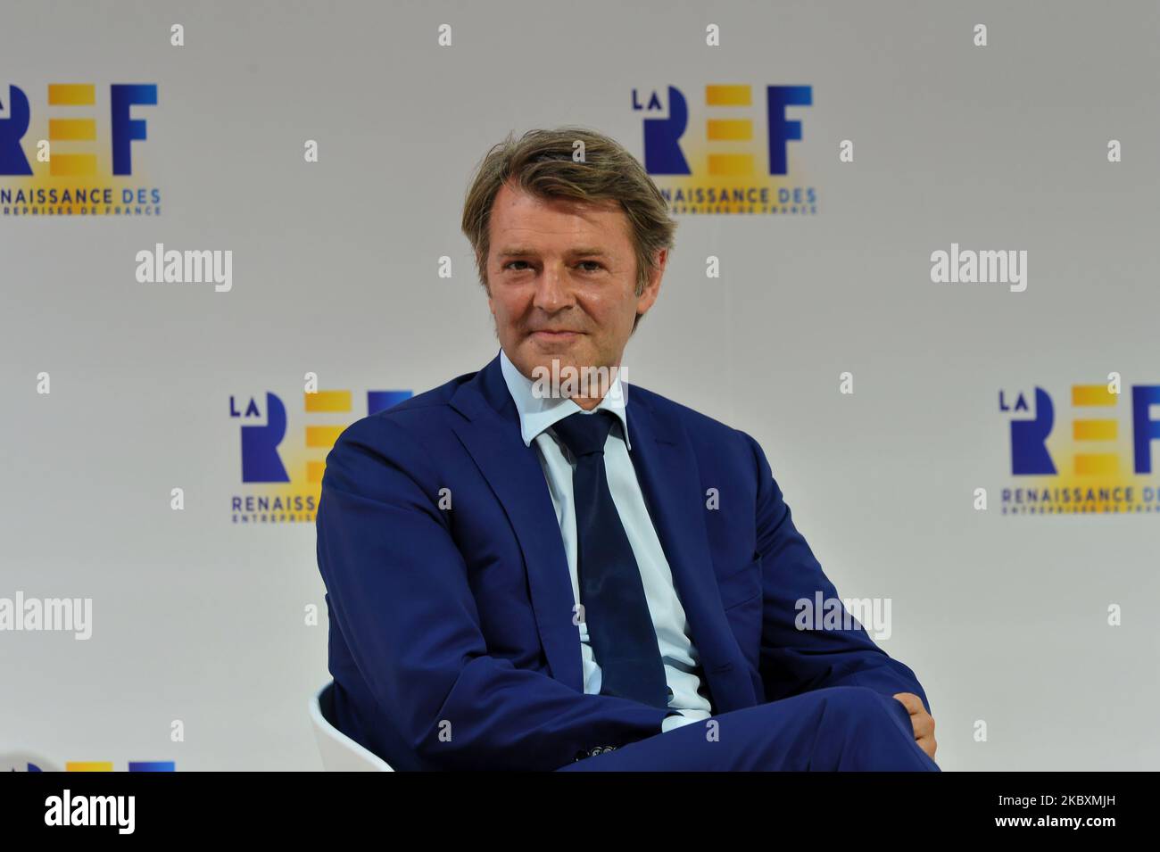 President of the French Mayors Association Francois Baroin attends at the meeting of French employers' association Medef themed 'The Renaissance of French Companies' - August 27, 2020, Paris (Photo by Daniel Pier/NurPhoto) Stock Photo