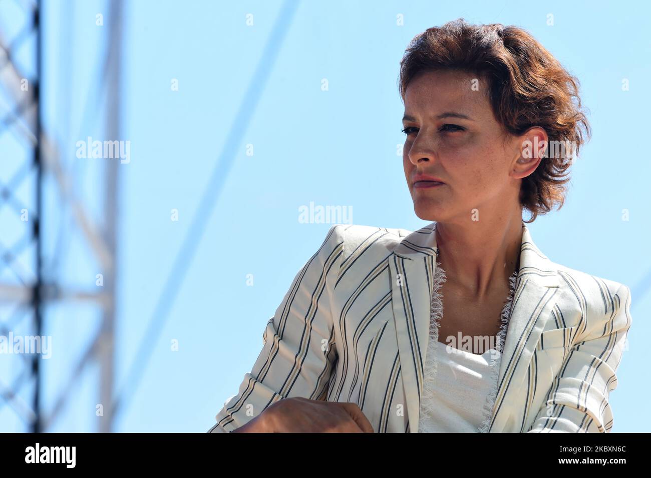 Former French Education Minister Najat Vallaud-Belkacem attends at the meeting of French employers' association Medef themed 'The Renaissance of French Companies' on August 27, 2020, in Paris, France. (Photo by Daniel Pier/NurPhoto) Stock Photo