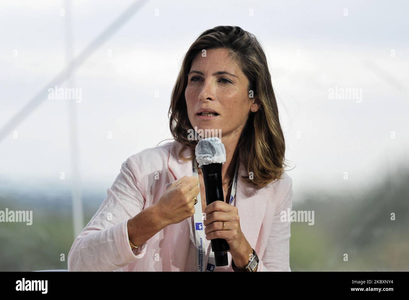 Philosopher Julia de Funes attends at the meeting of French employers' association Medef themed 'The Renaissance of French Companies' on August 27, 2020, in Paris, France. (Photo by Daniel Pier/NurPhoto) Stock Photo