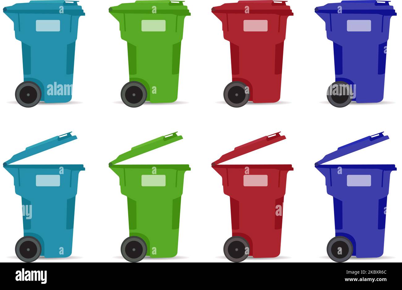 color garbage trash waste bin collect icon set illustration Stock