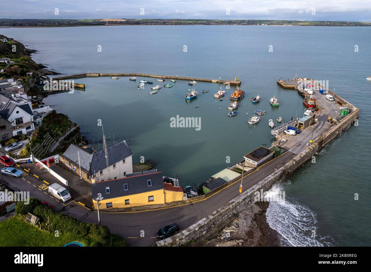 Ballycotton, East Cork, Ireland. 4th Nov, 2022. The sun shone on the fishing village of Ballycotton today. Local fishing boats docked to unload their catch of shrimps bound for restaurants in Spain and France. Credit: AG News/Alamy Live News Stock Photo