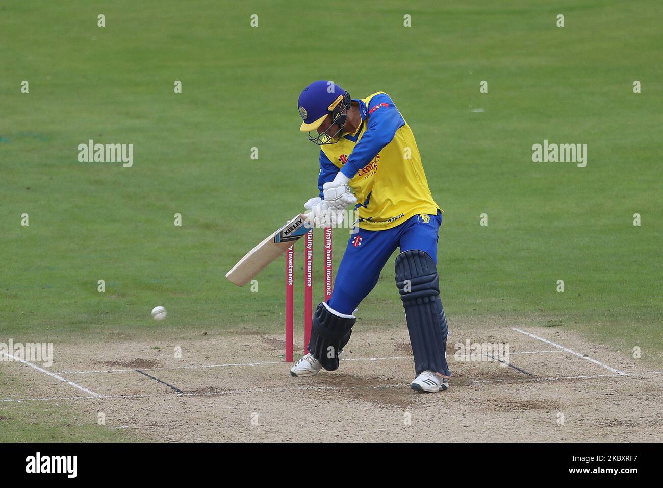 Brydon Carse of Durham during the Vitality Blast T20 match between Durham County Cricket Club and Nottinghamshire at Emirates Riverside, Chester le Street on Saturday 29th August 2020. (Photo by Mark Fletcher/MI News/NurPhoto) Stock Photo