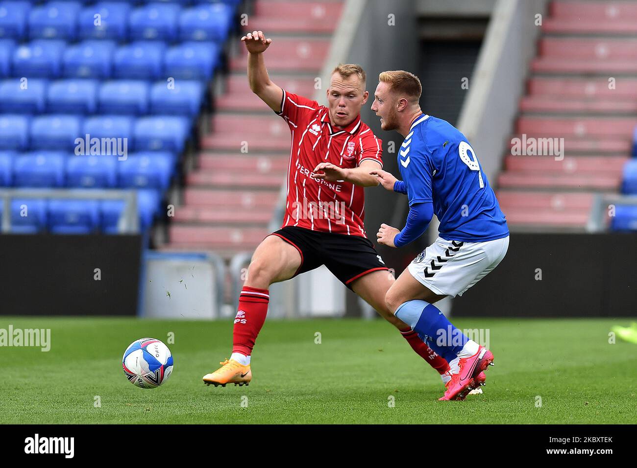 Oldham Athletic's Davis Keillor Dunn during the Pre-season Friendly match between Oldham Athletic and Lincoln City at Boundary Park, Oldham, England, on August 29, 2020. (Photo by Eddie Garvey/MI News/NurPhoto) Stock Photo
