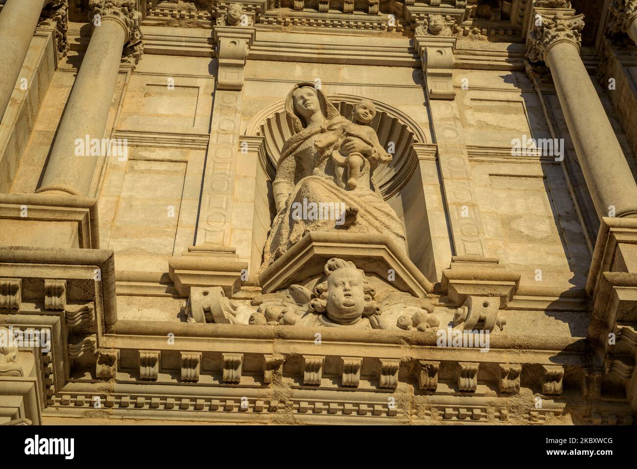 Front facade of the cathedral of Girona (Catalonia, Spain) ESP: Fachada frontal de la catedral de Gerona (Cataluña, España) Stock Photo