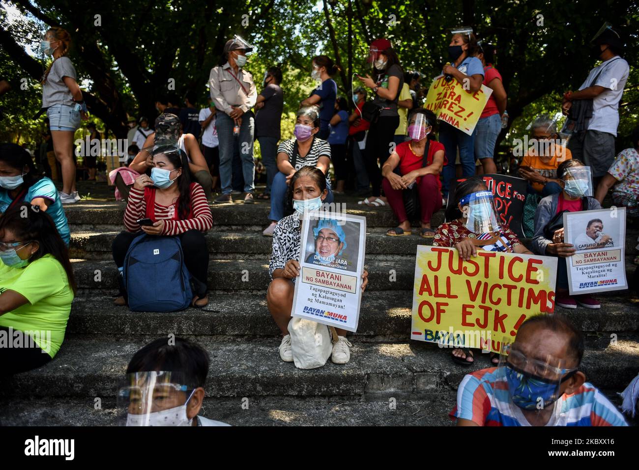 Members of various organizations join a protest in commemoration of National Heroes Day in Quezon City, Metro Manila, Philippines on August 31, 2020.(Photo by Lisa Marie David/NurPhoto) Stock Photo
