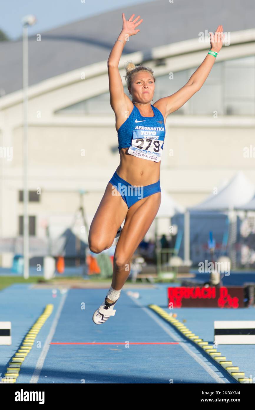 Dariya Derkach competes in the Women's Triple Jump during the Italian