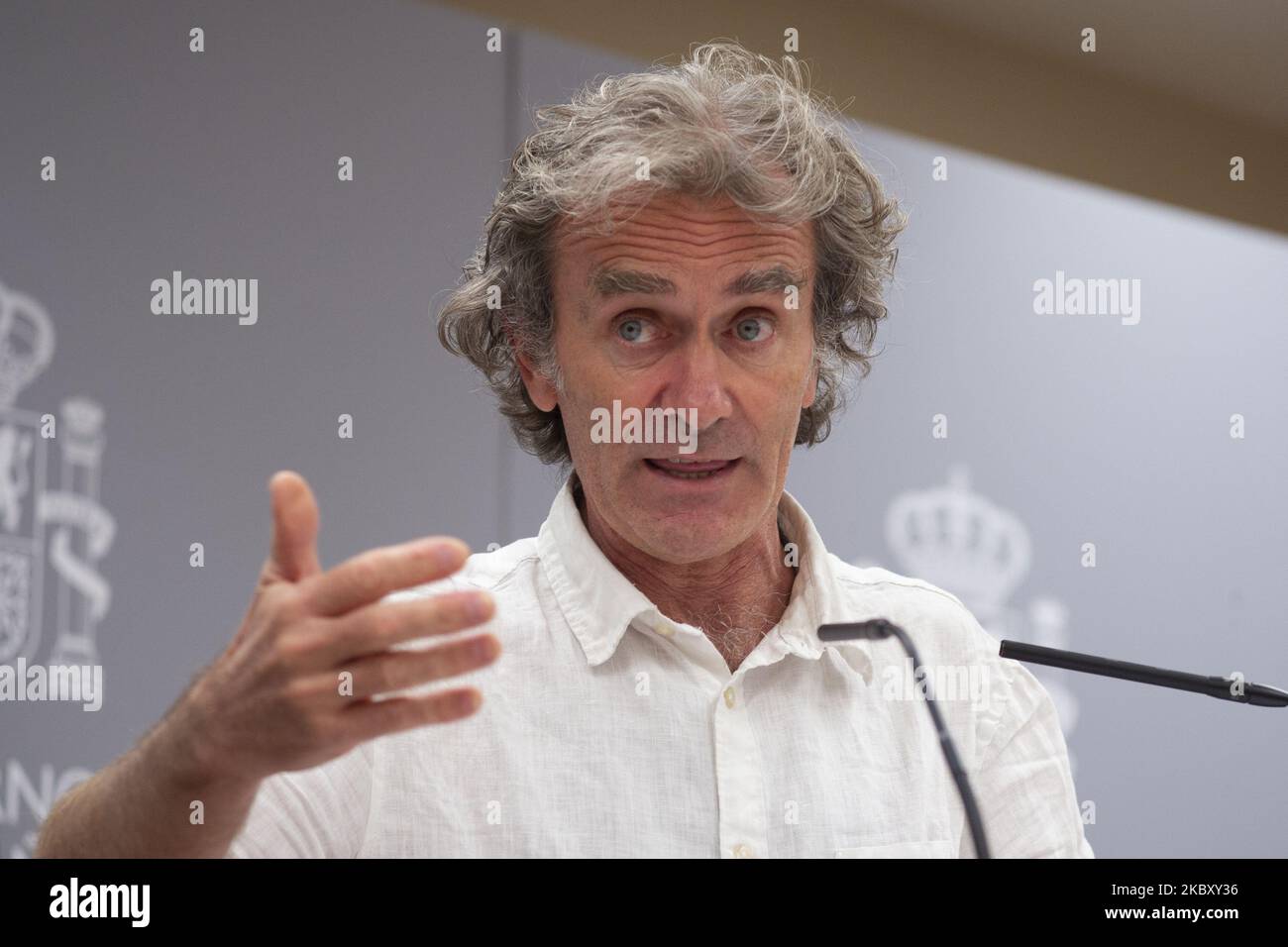 The director of the Coordination Center for Health Alerts and Emergencies Fernando Simon speaks during a press conference on the evolution of the COVID-19 convened at the Ministry of Health, on August 31, 2020 in Madrid, Spain. (Photo by Oscar Gonzalez/NurPhoto) Stock Photo