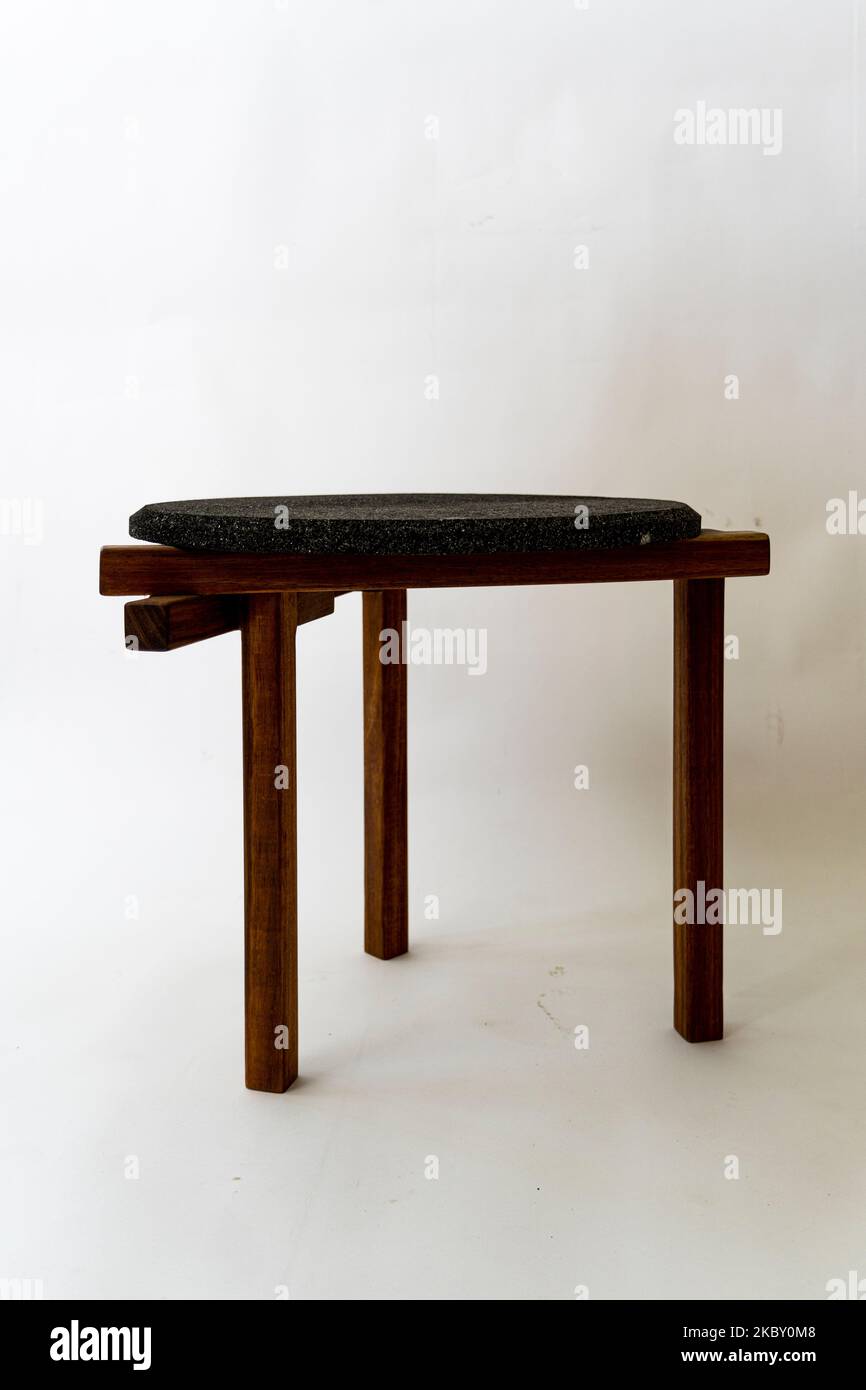 Detail of a wooden glued joint of a chairs leg. Material used for the