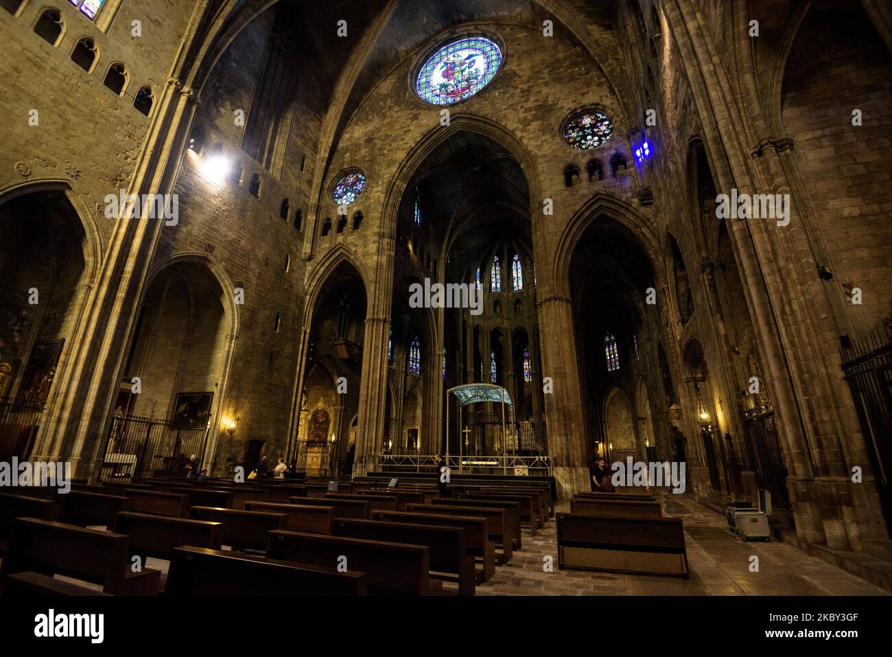Interior of the Cathedral of Girona (Catalonia, Spain) ESP: Interior de la catedral de Gerona (Cataluña, España) FR: Intérieur de la cathédrale Gérone Stock Photo