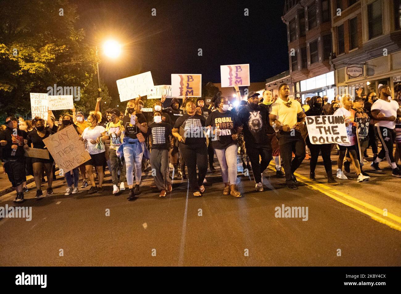 Activists in Rochester, New York, US, on September 3, 2020 protest ...