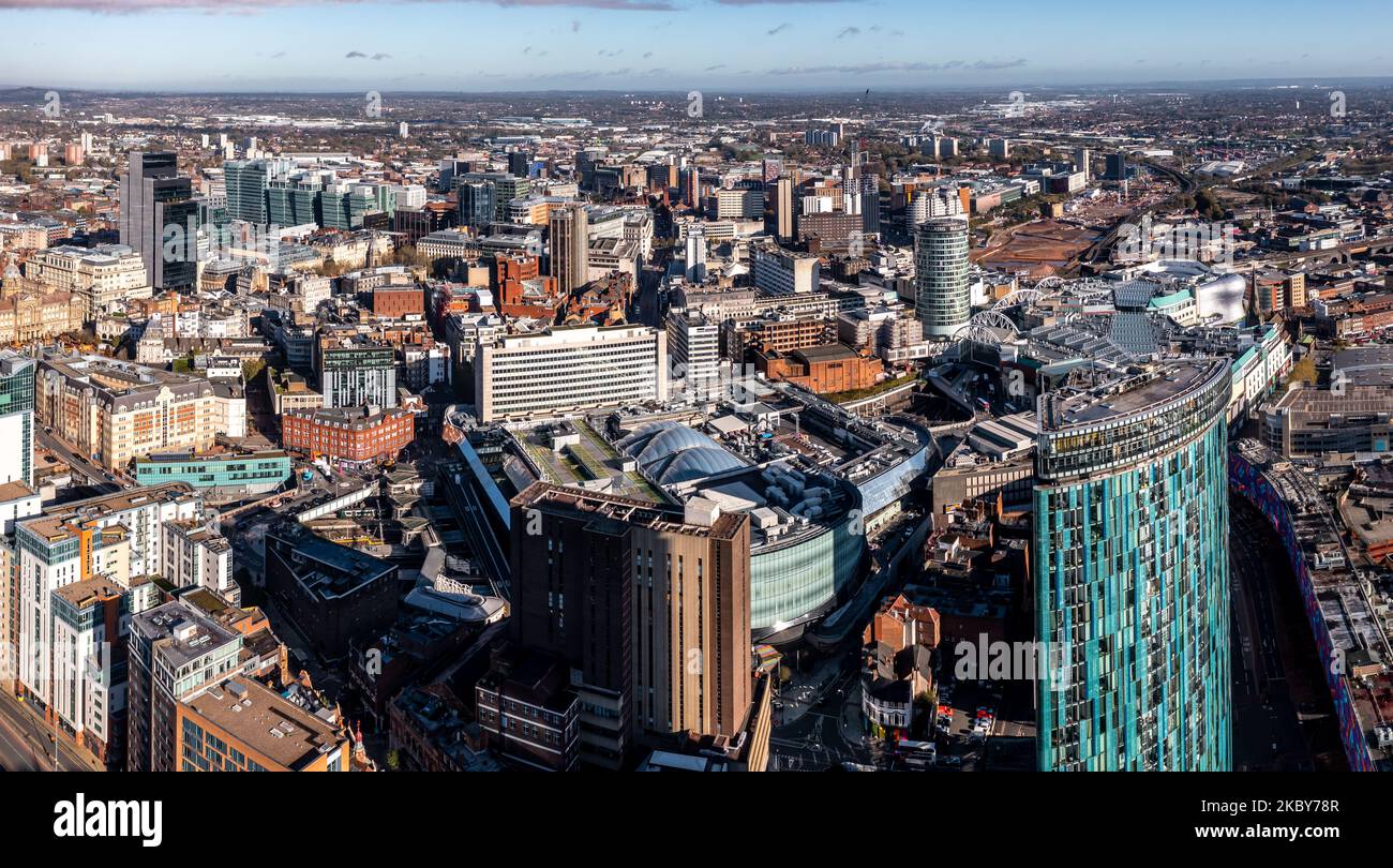 BIRMINGHAM, UK NOVEMBER 4, 2022. An aerial view of a Birmingham